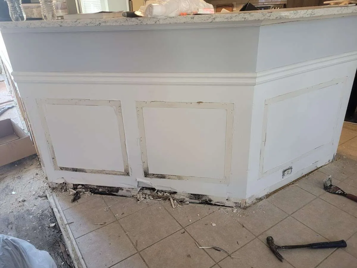 Water damage and mold on kitchen during Storm Damage Restoration in East Nottingham